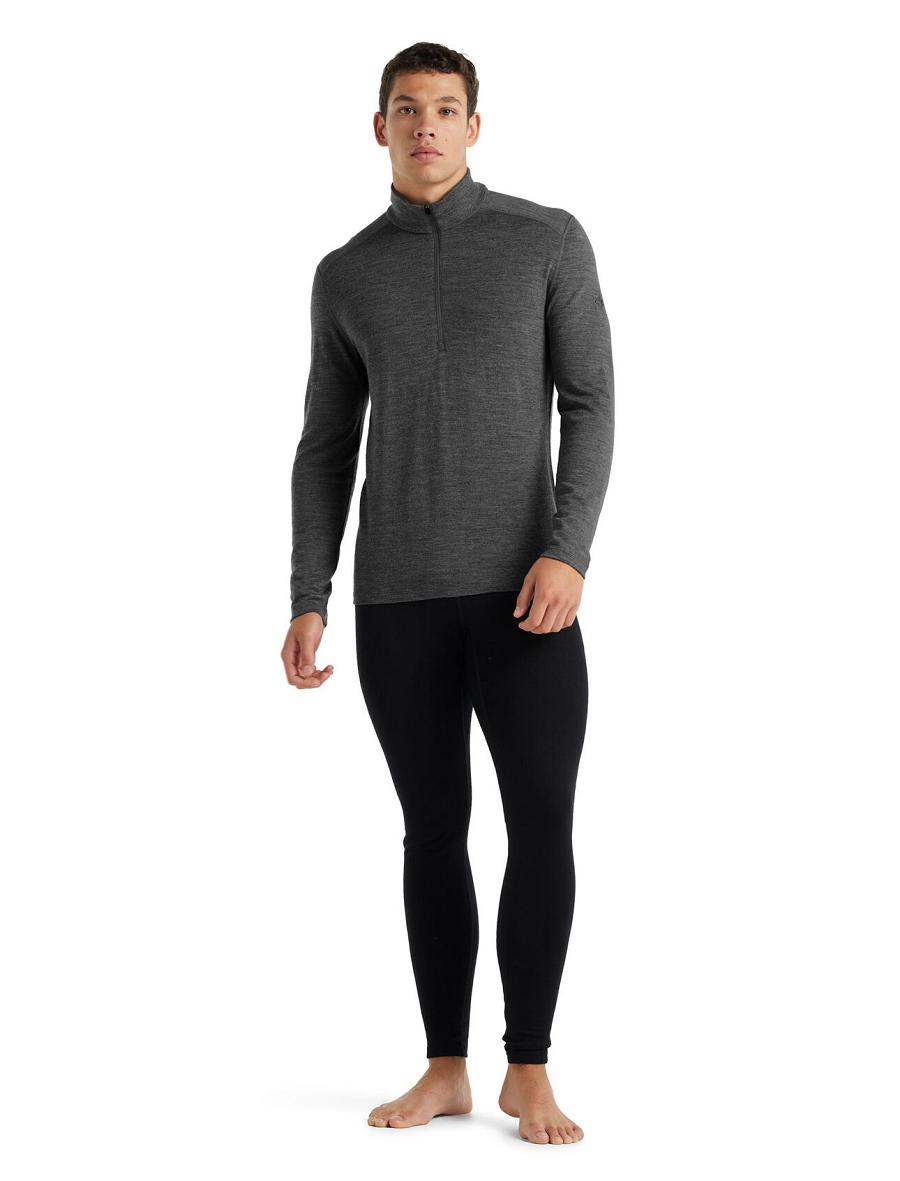 Gritstone Heather Men's Icebreaker Merino 260 Tech Long Sleeve Half Zip Thermal Top Base Layers | USA 1386ILHS